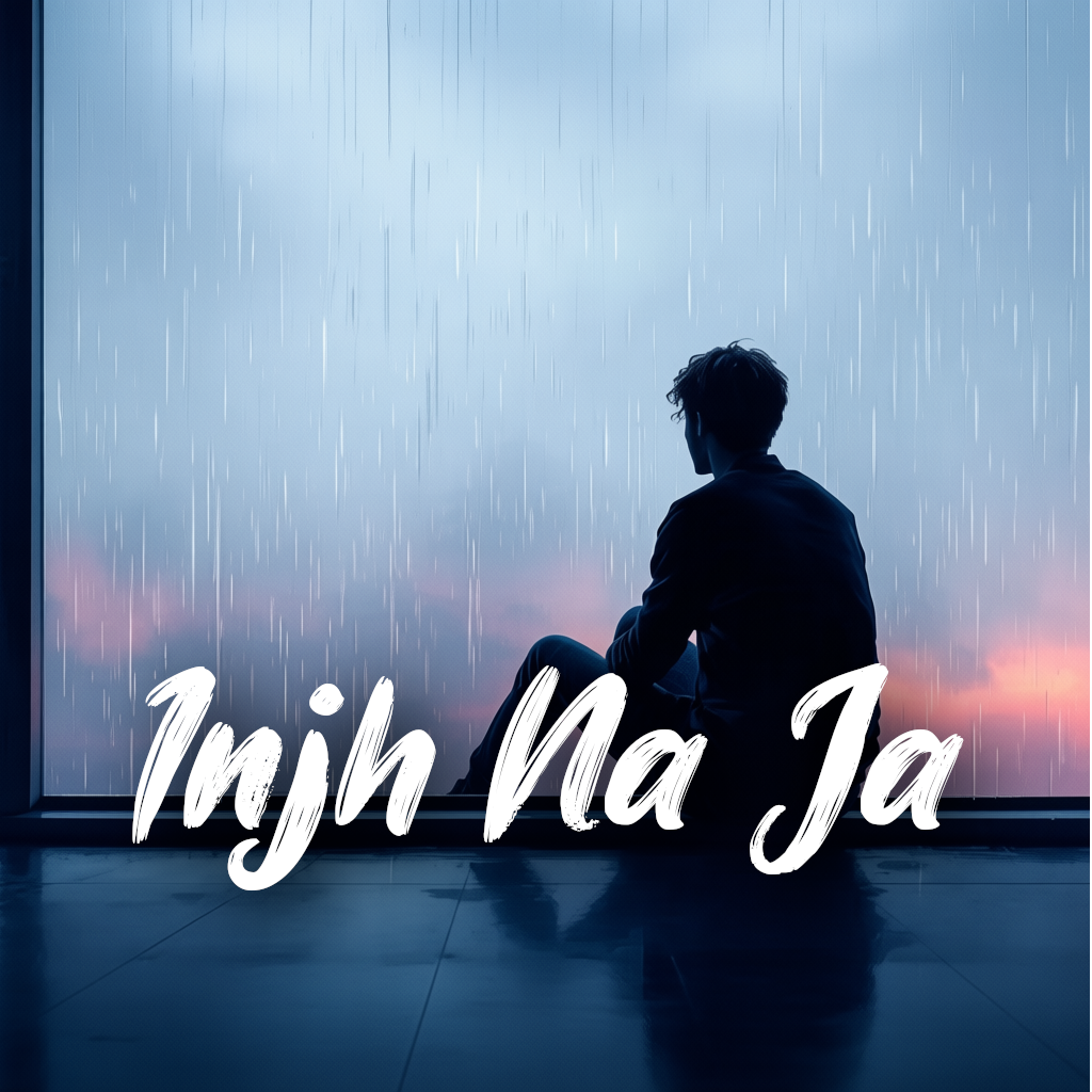 Injh Na Ja single cover — silhouette at a rainy window